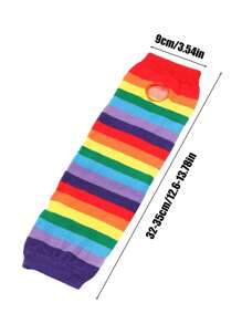 Children/Teens' Gothic/Y2K Style Rainbow Striped Fingerless Knit Arm Warmers, Wrist Cuffs, Suitable For 8-16 Years Old For Daily, Party, Holiday, Gift - Multicolor - View 4