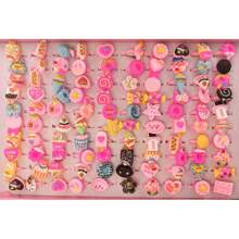10 Piezas/set Anillos Con Forma De Pastel De Dibujos Animados Y Coloridos - Regalo Y Favor Perfecto Para Fiestas Para Hijas Y Nietas, No Incluye Caja - Multicolor - Ver 7