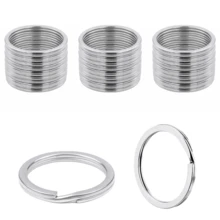30/50 piezas Aros planos divididos para llaveros, cadenas de llaves de metal, apropiados para el hogar, el automóvil, la identificación de mascotas, la oficina, la correa - circulo plano - Ver 1