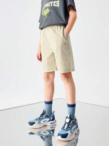 Balabala Pantalones cortos casuales de pierna recta para niños y niñas, cómodos y