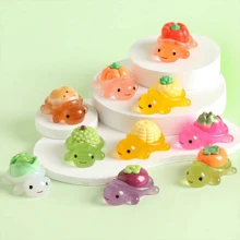 1set/10pcs/20pcs/30pcs/50pcs/100pcs 3D Resin DIY Jewelry Accessories Cartoon Fruit Turtle, Creative Hair Accessories, Keychain, Car Decor