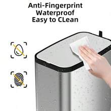 Champagne Gold Bathroom Trash Can With Lid Soft Close,1.6 Gallon Slim Garbage Can,Small Metal Step Wastebasket For Office, Bedroom, Toilet, Live Room Home Bathroom Decor Bathroom Organizer - Silver - View 4