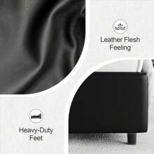 Modern LED Upholstered Bed Frame With Silver Wingback Headboard – Soft PU Leather, Platform Design, Easy Assembly, Twin Bed Frame / Full Bed Frame/ Queen Bed Frame / Twin /Full / Queen Size Bed Frame, Black/Pink/Beige (USB LED Strip) - 黑色 - 查看 5