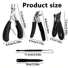 Kit de pedicura profesional para hombres y mujeres: juego de 5 piezas de cortauñas de acero inoxidable con hoja curva, lima de uñas y estuche de viaje. Herramientas de cuidado de los pies de alta resistencia, regalo perfecto para el papá, el Día del Padre, graduación, artículos esenciales de viaje.