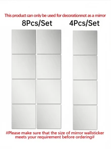 4pcs Acrylic Full-Body Mirror Wall Stickers For Dressing, Make Sure The Size Of Mirror Wall Sticker Meets Your Requirement Before Ordering Gifts Birthday Graduation School Decor School Surprise Dormitory Decor Back To School