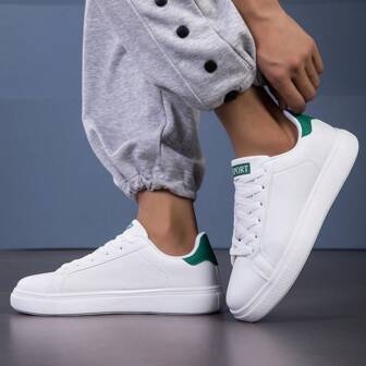 New Fashion White Sneakers Paired With Men's Green Thick Sole Breathable Versatile Casual Sports Shoes Ins Style, Spring/Summer