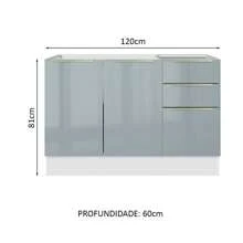 Gabinete Bajo Cocina Madesa Lux 120cm Sin Encimera BG Mueble de Cocina Moderno con Almacenamiento para Utensilios y Electrodomésticos - Blanco y Gris - Ver 2