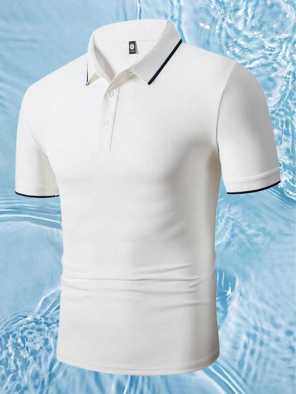 Men's Summer Quick Dry Polo Shirt, Thin Short Sleeve Casual Stretch Solid Color Top, Suitable For Business, Outing, Office, Party