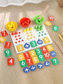 1pc Wooden Children's Puzzle Early Education Bead Number Decomposition Arithmetic Learning Puzzle Toy Color Cognitive Arithmetic Matching Children's Early Education Game Exercise Children's Hand-Eye Coordination And Concentration And Thinking Development Ability Suitable For Parent-Child Interactive Bead Game