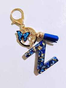 1pc Women's Beige Resin Letter Heart Shape Tassel Casual & Cute Style Keychain, Creative Decoration Gift For Friend Car Accessories Bag Charm Backpack For School Goth Y2k