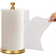 Gold Paper Towel Holder Countertop, Standing Paper Towel Roll Holder For Kitchen Bathroom, With Weighted Base For One-Handed Operation (Stainless Steel Base, Gold)