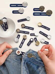 1 pieza/12 piezas Extensores de botones para jeans, pantalones Botones de extensión de pretina, Extensores de botones de camisa versátiles, Extensores de pretina sin costura instantáneos para pantalones, Expansor de pretina elástico para mujer y pantalones de hombre, camisa, traje, 4 colores de botones (negro, azul, caqui, blanco), Extensión de cintura de pantalón 1/1,7 pulgadas.