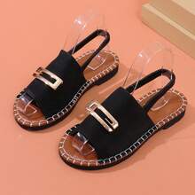 Summer New One-Toe Sandals For Women, Low Heel Flat Breathable Casual Shoes, Elastic Band Beach Slippers - Black - View 6