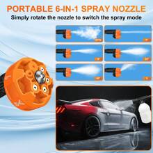 Cordless Pressure Washer' 970PSI Portable Pressure Washer' High Power Handheld Washer With 6-In-1 Adjustable Nozzle' 24V 2000 MAh Battery For Car' Floor' Garden
