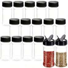 6/12pcs Pack, Storage Containers, 3.5OZ Leak-Proof Spice Jars With Black Screw Caps, Portable Transparent Spice Sealed Cans For Spices, Powder, Chili And Salt
