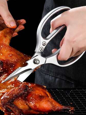 1pc Kitchen Scissors, Stainless Steel Multifunctional Food Shears, Ultra Sharp Utility For Meat Fish Chicken Pizza Salad BBQ, Heavy Duty