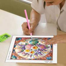 1pc DIY Fantasy Floral Pattern Diamond Painting Kit With Unique Diamonds, Crystal Canvas Wall Art, Suitable For Home Decor Or Unique Birthday Gift