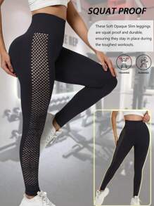 女士瑜伽运动裤高腰高弹力提臀紧身裤镂空运动服贴身柔软面料性感撞色网眼提臀束腰休闲简约渔网宽腰带无缝健身渔网运动裤骑行裤训练跑步健身房骑行女吸汗透气紧身