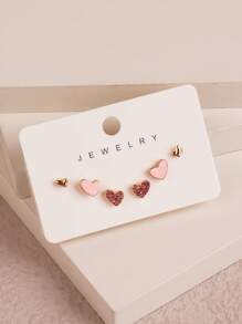 3pairs/Set Chic Individuality Delicate Heart-Shaped Rhinestone Earring Sets ,Casual Versatile Sporty Outdoor Earrings, For Women&Teen Wedding Banquet Prom Dating Gifts Summer Vacation Travel Music Festivals ,Suitable For Holiday Wear ,Mother's Day Gift Valentines,Mom,Mother,Mother's Day,Gift - Yellow Gold - View 4