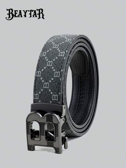 beaytar 1pc Men's Spring/Summer Classic Automatic Buckle B-Letter Belt, Versatile Waist Belt For Middle-Aged Men, Suitable For Daily Wear With Jeans