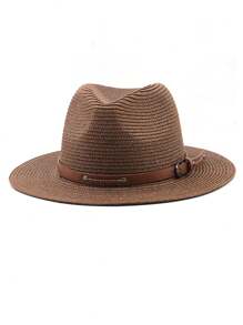 Nouvelle casquette à visière, chapeau plat de style rétro français pour homme, protection solaire pour les voyages à la plage d'été, grand bord de couleur unie, chapeau en polyester bohème coupe-vent avec protection UV, printemps/été