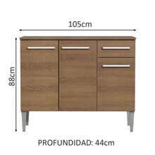 Gabinete Bajo Cocina Madesa Emilly 3 Puertas Y 1 Cajón Color Marrón - Marrón - Ver 2