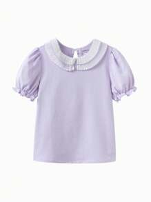Balabala Girls' Puff-Sleeve Short-Sleeve T-Shirt, Sweet & - Pink Purple - View 2