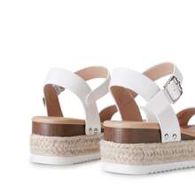 Women's One-Strap Platform Wedge Sandals Espadrille Non Slip Comfortable Commuter Vacation Summer Shoes - trắng - Xem 8