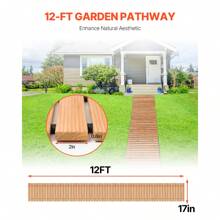 Wooden Garden Path, 8' X 17' - 16' Long X 17' Wide, Non-Slip Curved Garden Walkway/Non-Slip Straight Garden Walkway, Rolled Up Cedar Outdoor Walkway Path With Wire Rope Connection, Decorative Lawn Paving Stones For Backyard Boardwalk Wedding Party - 12 Feet X 17 Inches, Straight - View 2