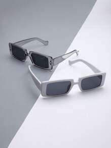 1 件时尚黑色方形框架 Y2K 风格超大中性时尚眼镜，适合夏季海滩、街头风格的休闲装、西装、毛衣、夹克、连帽衫、皮裤和工装裤 - 多色 - 查看 8