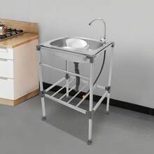 YUNRUX Single Bowl Kitchen Sink Commercial Restaurant Kitchen Sink Stainless Steel Sink - Silver - View 1