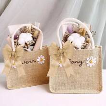 1pc Jute Ribbon, 2in/2.5in * 6 Yards, Craft Wire Edged Ribbon For Gift Wrapping Bouquet, DIY Bows, Wreaths And Sashes, Suitable For Weddings, Birthdays, Festivals And Parties