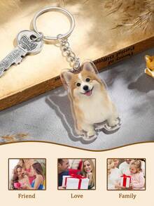 Personalized Photo Keychain, Customized Acrylic Pendant, Dog Keychain, Pet Photo Keychain, Logo Printed Keychain, Family Portrait Keychain, Gift For Dog Mom - Multicolor - View 7