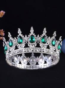 1pc Baroque Style Princess Tiara Jewelry Decor, Round Rhinestone Alloy Bride Crown For Women Wedding, Festival, Birthday Party - Round Crown - View 39