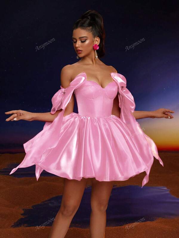 Vestido de bola elegante con decoración de moño de moda Anymoon, adecuado para bailes formales, graduaciones, fiestas de bienvenida, fiestas y eventos, vestido de fiesta, vestido de invitada de boda, vestido de graduación