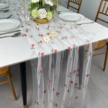 1 件刺绣花卉桌旗，蓝色花朵桌旗，适合婚礼季节、宴会、庆典、餐饮、厨房餐桌装饰 - 彩色 - 查看 9