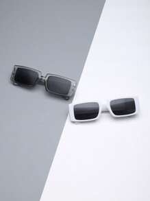 1 件时尚黑色方形框架 Y2K 风格超大中性时尚眼镜，适合夏季海滩、街头风格的休闲装、西装、毛衣、夹克、连帽衫、皮裤和工装裤 - 多色 - 查看 7