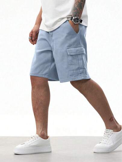 1 件青少年男孩多口袋宽松运动休闲工装短裤，户外工作服裤子，适合春夏秋季