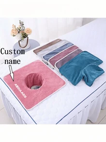 1pc Personalized Name Or Logo Towel, Suitable For Hotel, Beauty Salon, Face Hole Salon Towel, Bed Face Cradle Towel Home Bathroom Decor Fall Decor Beach Essentials Back To School Shower Towels For Beaty Salon, Hotel Sports,Home Essentials, Towel, Skin Care