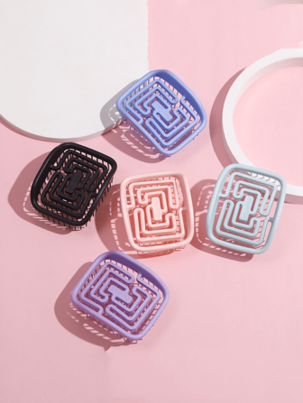 方形镂空设计毛刷，糖果色弹力不变形按摩梳