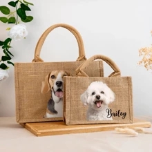Personalized Pet Photo Burlap Tote Bag, Tote Bag With Dog Cat Photo, Custom Pet Bag, Cat Tote Bag, Dog Mom Tote Bag, Pet Owners Gift For Her, All-Purpose, Large Capacity, Versatile, Multifunction, Colorful, Cute, Adorable, Contracted, Funny, Kawaii, Y2K, Minimalist, Commuting, Business Casual, Basics, Custom, Ideal Gifts For Her, Her, Family, Friends, Girlfriend, For Anniversaries, For Birthdays, For Holiday/ Vacation, For Outdoors/Outings/Travel/Hiking/Stadium/Sports/Climbing, For Business/Commute/Work/Office