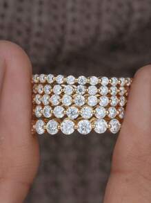 1 PC 1-2 MM Corte Redondo Aliança de Casamento Meia Aliança de Eternidade Meio Círculo de Diamante Aliança Empilhável Aliança de Casamento de Pino Único