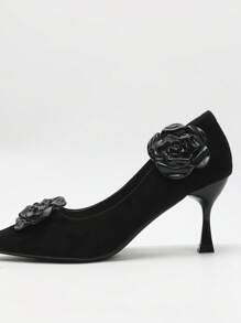 DIY 3D Flower Shoe Clips, Suitable For High Heels - Black - View 3