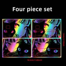 4pcs Ombre Holographic Card Stickers - Thin Self-Adhesive Holographic Color Card Sleeves, Suitable For Credit Cards, Key Cards, Ultra-Thin, Waterproof, Scratch-Resistant, Anti-Slip, For Debit Cards, Decoration Sticker - Black - View 3