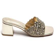 Summer Fashion Versatile Rhinestone Decor High Heel Sandals - Gold - View 2