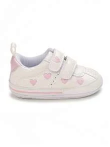 Newborn Infant Girl Heart Shaped Soft Rubber Sole Pre-Walker Sneakers