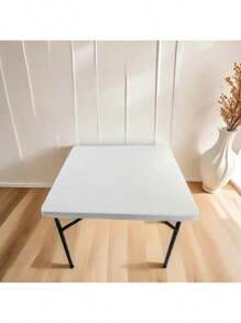 Square Black Elastic Polyester Tablecloth, Stretchy Square Table Cover Suitable For Weddings, Bridal Showers, Birthdays And General Events, Perfect For Picnics, Camping, Outdoor Cafes, Traveling, BBQs And Parties