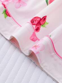 Two-Piece Fruit Print Pajamas For Women, Casual And Comfortable Short-Sleeved Shirt And Shorts Set, Women's Pajamas - 白色 - 查看 8