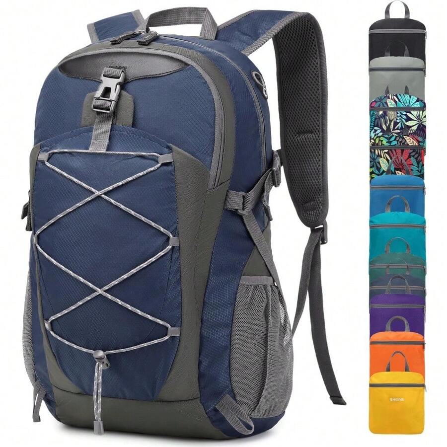 40L Hiking Backpack Lightweight Daypack Waterproof Travel Camping Backpack for Men Women Sport Packable - A5-azul real - Ver 1