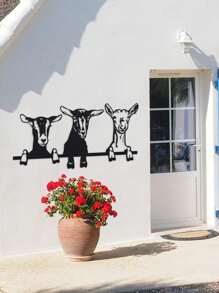 1 pieza Decoración de pared de arte de cabra de metal creativa, estilo minimalista moderno para sala de estar, dormitorio, jardín, esencial de primavera - Cabra de hierro vintage rústica colgante de pared, interior/exterior, decoración de sala de estar, jardín, nuevo producto de primavera - Arte de pared de cabra de metal de estilo de granja, acentos cálidos para el hogar, decoración del patio del jardín, nuevo producto de primavera